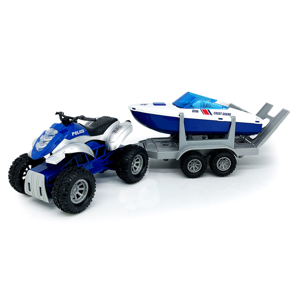 Amazon.com: Large ATV Toy with Trailer Speedboat Tow Truck Flatbed